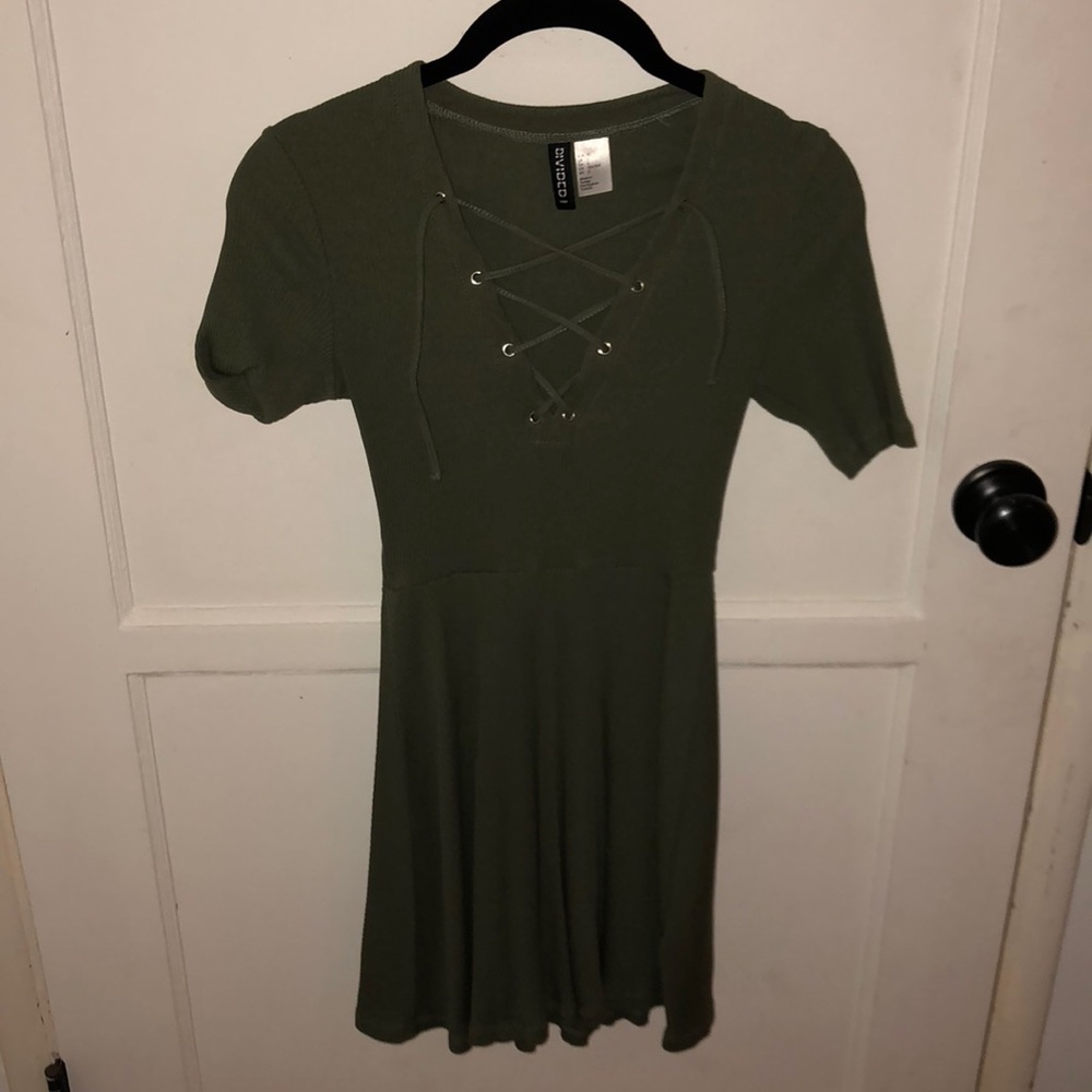 Army Green Tie Up Dress